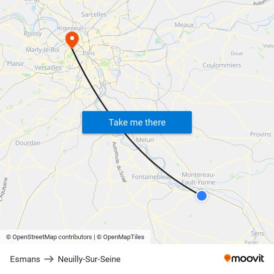 Esmans to Neuilly-Sur-Seine map