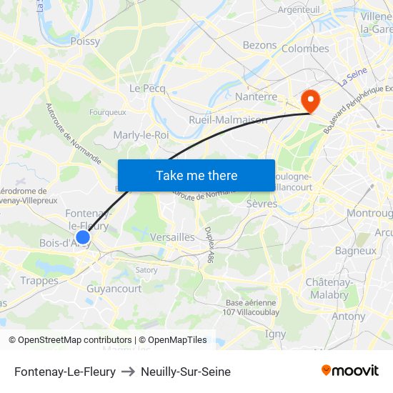 Fontenay-Le-Fleury to Neuilly-Sur-Seine map