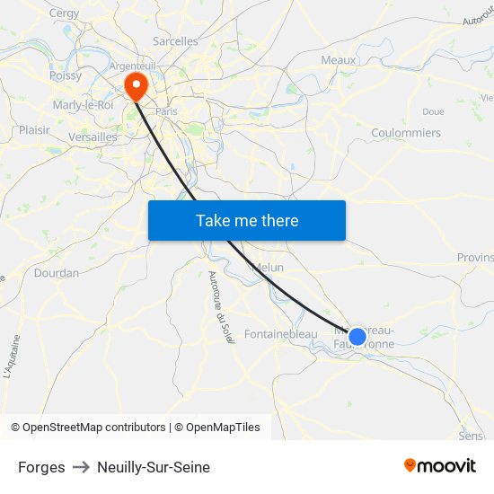 Forges to Neuilly-Sur-Seine map