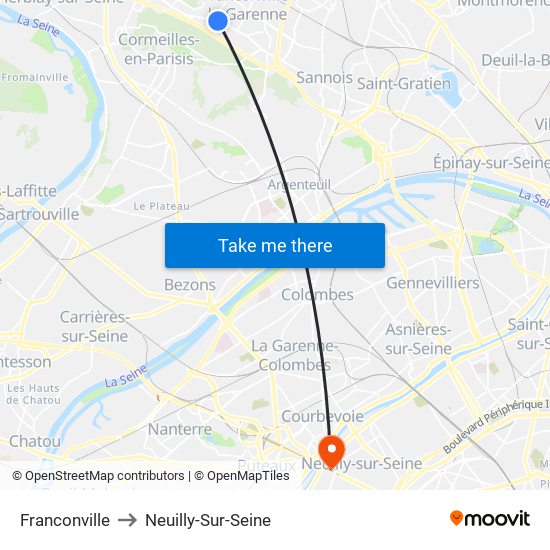 Franconville to Neuilly-Sur-Seine map