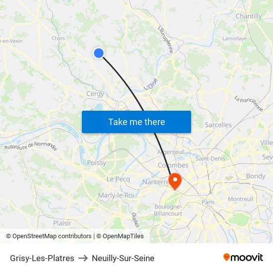 Grisy-Les-Platres to Neuilly-Sur-Seine map