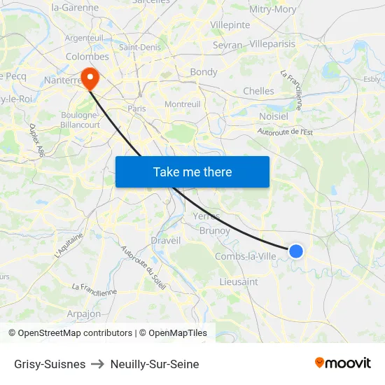Grisy-Suisnes to Neuilly-Sur-Seine map