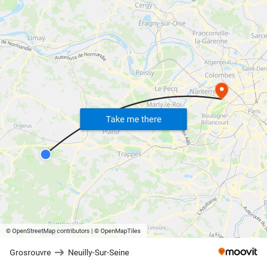 Grosrouvre to Neuilly-Sur-Seine map