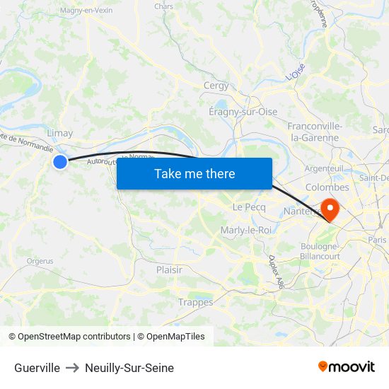 Guerville to Neuilly-Sur-Seine map
