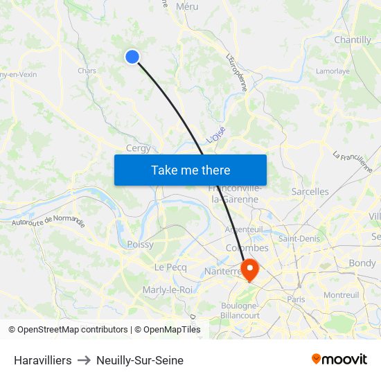 Haravilliers to Neuilly-Sur-Seine map