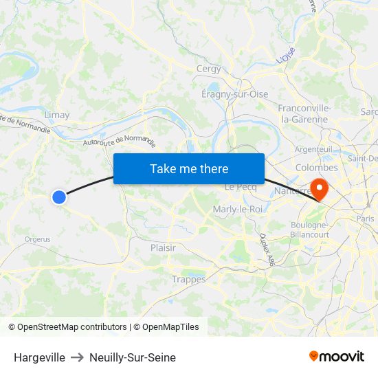 Hargeville to Neuilly-Sur-Seine map