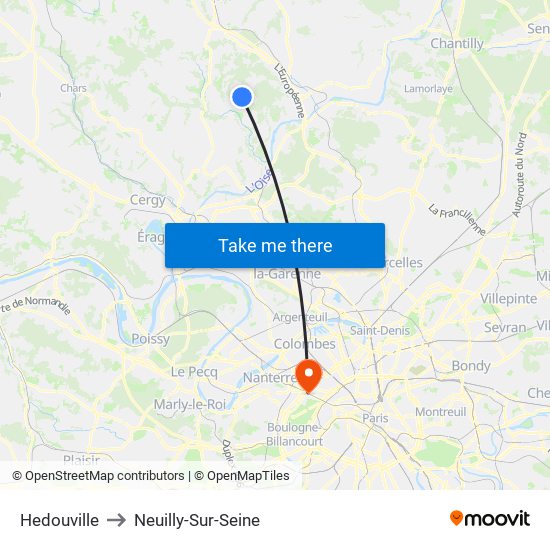 Hedouville to Neuilly-Sur-Seine map