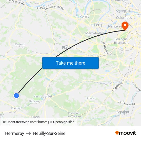 Hermeray to Neuilly-Sur-Seine map