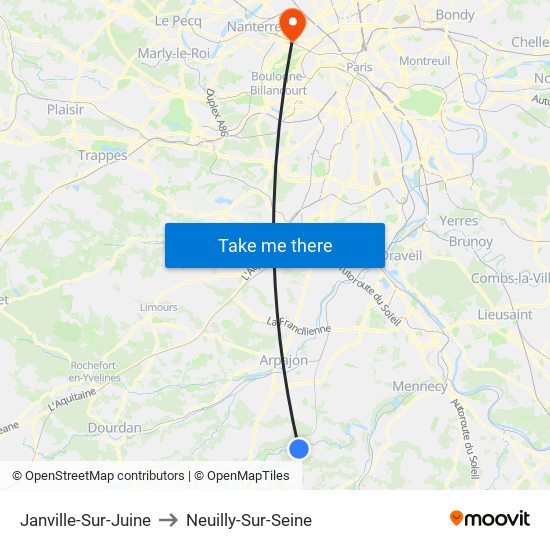 Janville-Sur-Juine to Neuilly-Sur-Seine map