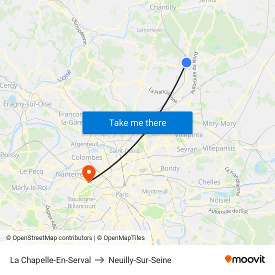 La Chapelle-En-Serval to Neuilly-Sur-Seine map