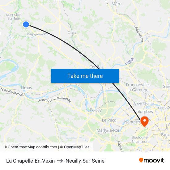 La Chapelle-En-Vexin to Neuilly-Sur-Seine map