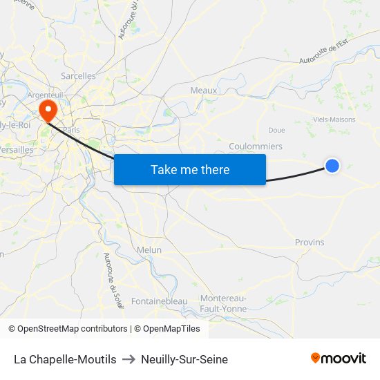 La Chapelle-Moutils to Neuilly-Sur-Seine map