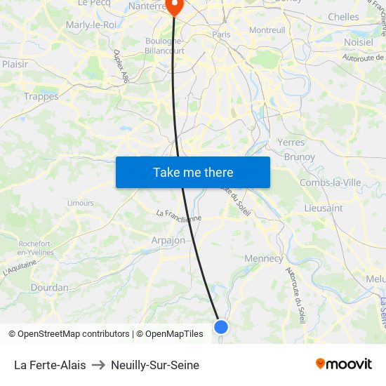 La Ferte-Alais to Neuilly-Sur-Seine map