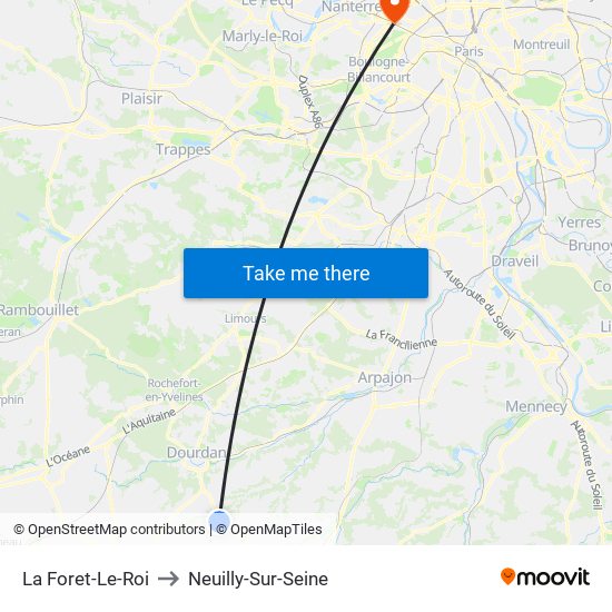 La Foret-Le-Roi to Neuilly-Sur-Seine map