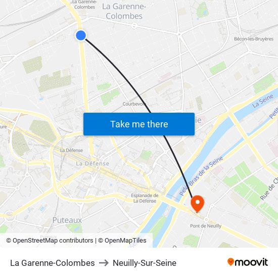 La Garenne-Colombes to Neuilly-Sur-Seine map