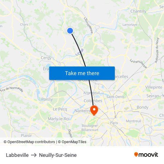 Labbeville to Neuilly-Sur-Seine map