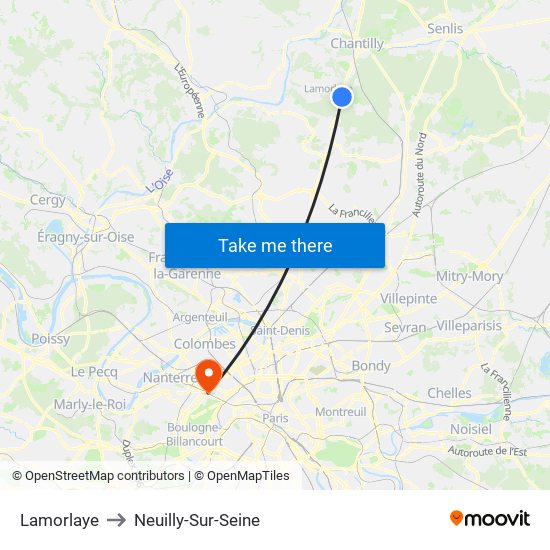 Lamorlaye to Neuilly-Sur-Seine map