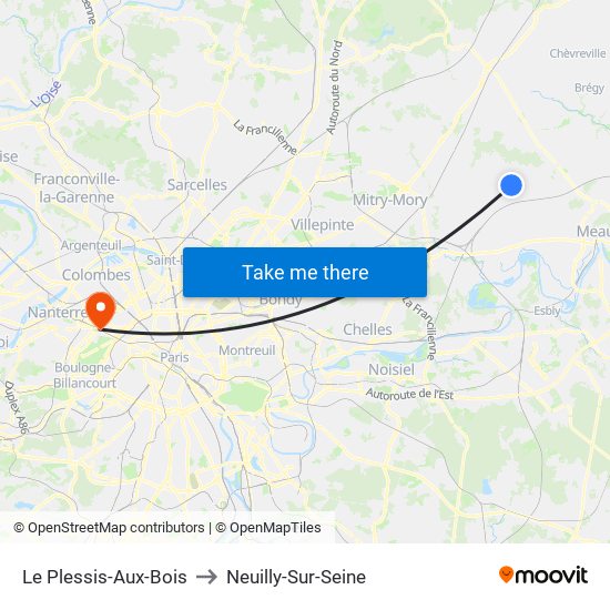 Le Plessis-Aux-Bois to Neuilly-Sur-Seine map