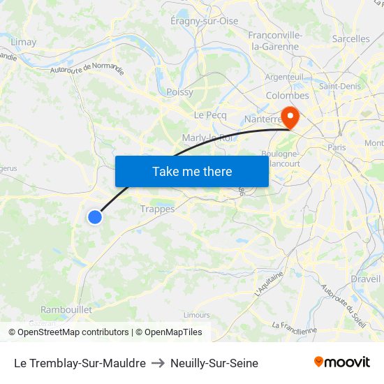 Le Tremblay-Sur-Mauldre to Neuilly-Sur-Seine map