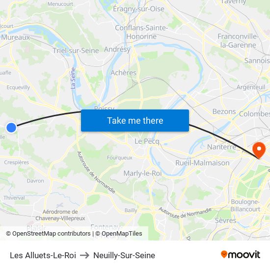 Les Alluets-Le-Roi to Neuilly-Sur-Seine map