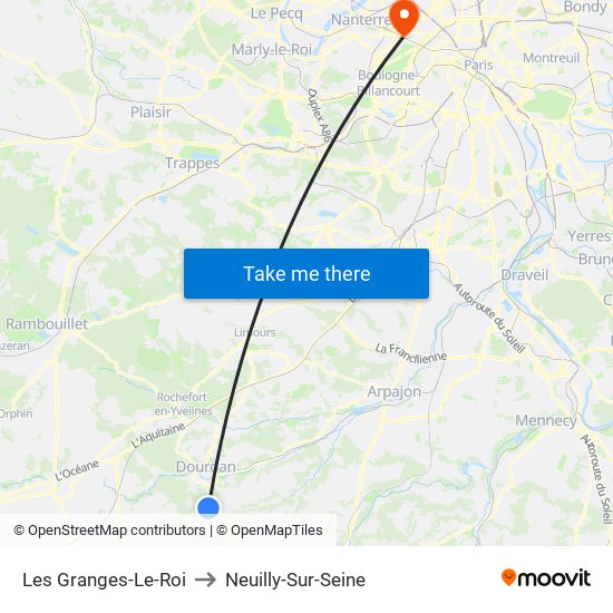Les Granges-Le-Roi to Neuilly-Sur-Seine map