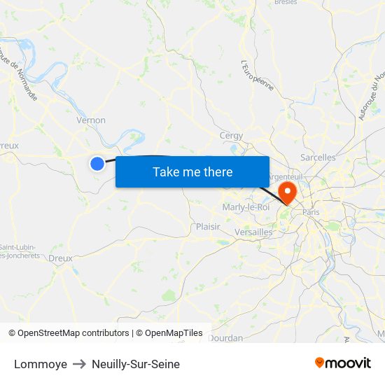 Lommoye to Neuilly-Sur-Seine map