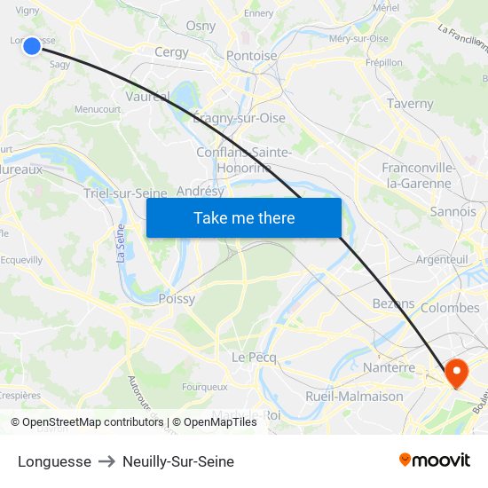 Longuesse to Neuilly-Sur-Seine map