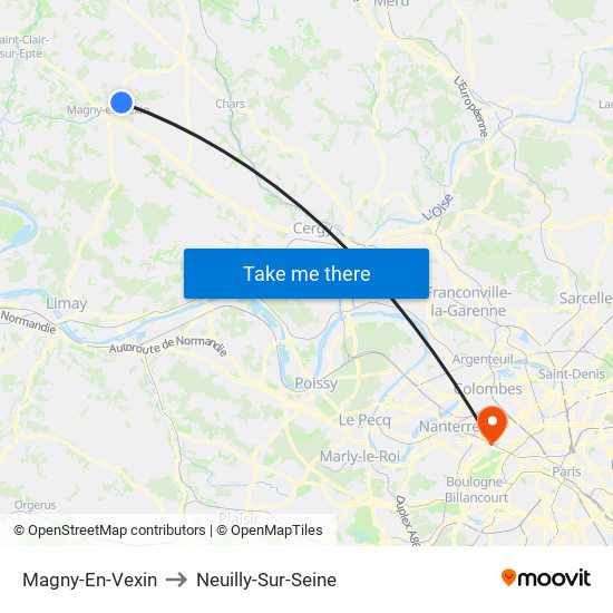 Magny-En-Vexin to Neuilly-Sur-Seine map