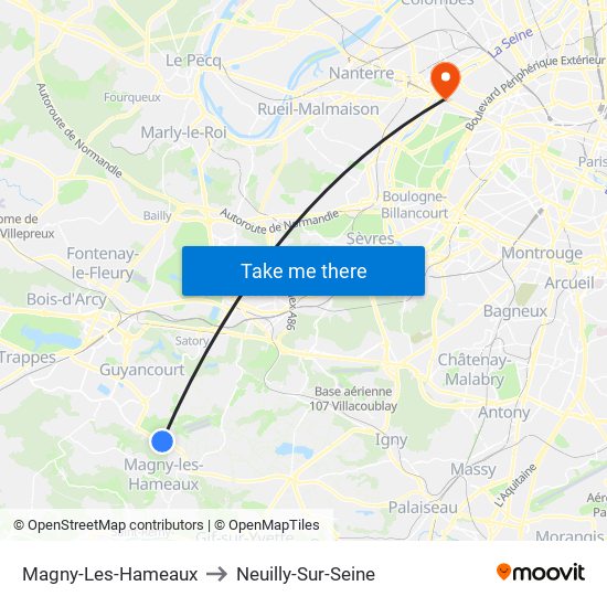 Magny-Les-Hameaux to Neuilly-Sur-Seine map