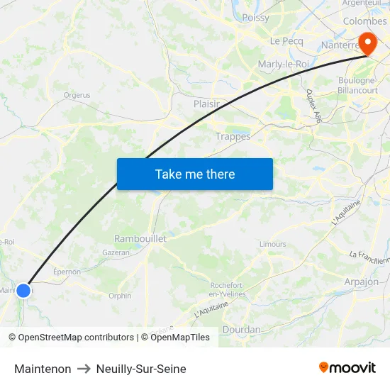 Maintenon to Neuilly-Sur-Seine map