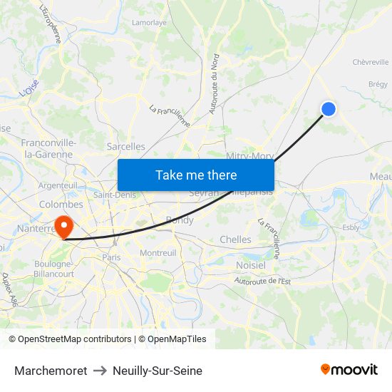 Marchemoret to Neuilly-Sur-Seine map