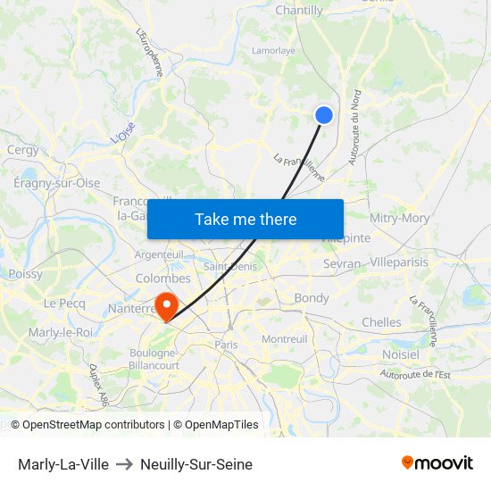 Marly-La-Ville to Neuilly-Sur-Seine map