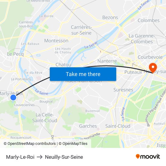 Marly-Le-Roi to Neuilly-Sur-Seine map