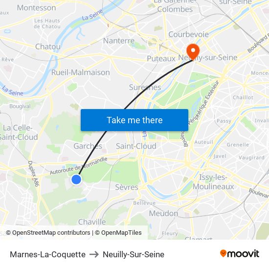 Marnes-La-Coquette to Neuilly-Sur-Seine map