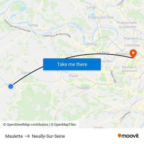 Maulette to Neuilly-Sur-Seine map