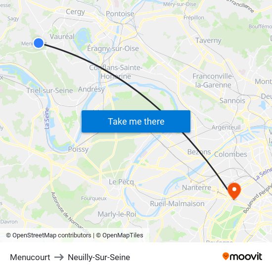 Menucourt to Neuilly-Sur-Seine map