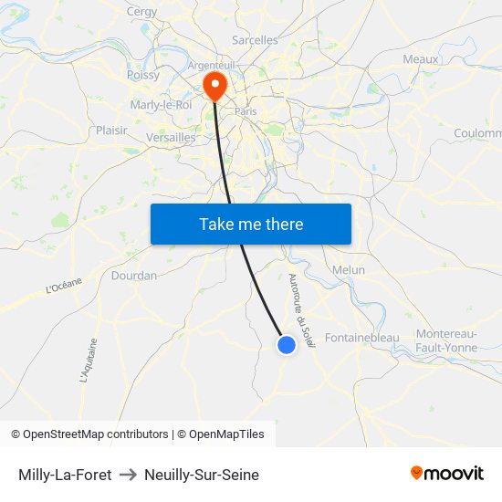 Milly-La-Foret to Neuilly-Sur-Seine map