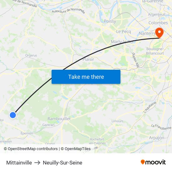 Mittainville to Neuilly-Sur-Seine map