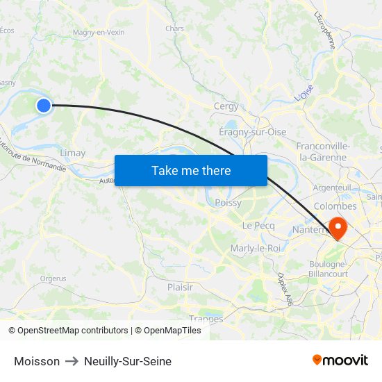 Moisson to Neuilly-Sur-Seine map