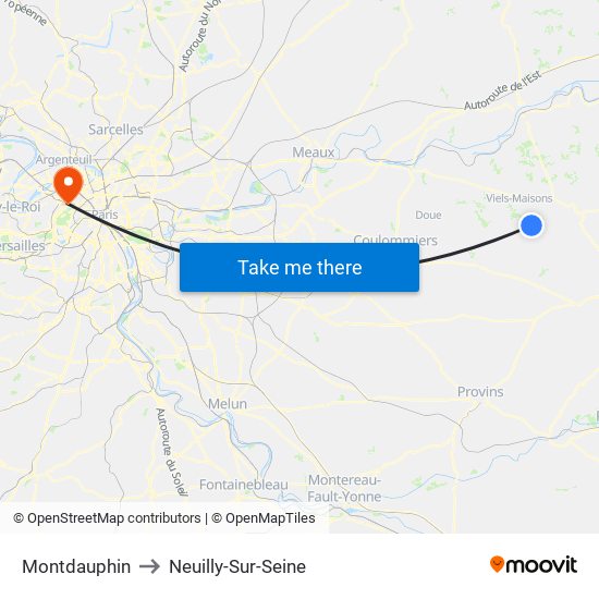 Montdauphin to Neuilly-Sur-Seine map