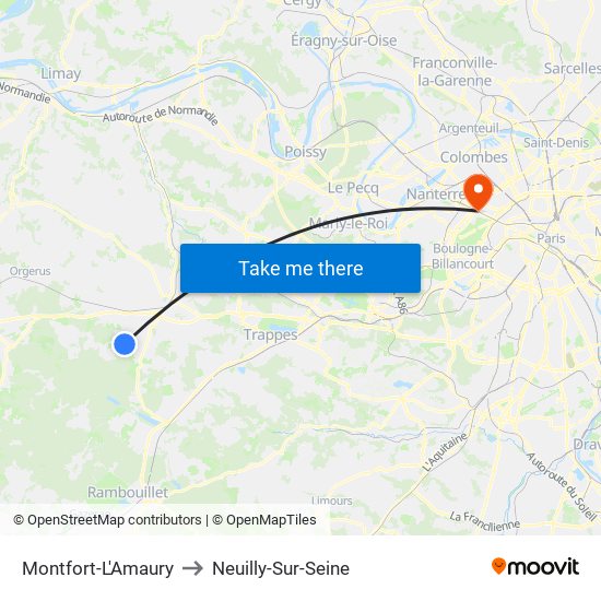 Montfort-L'Amaury to Neuilly-Sur-Seine map
