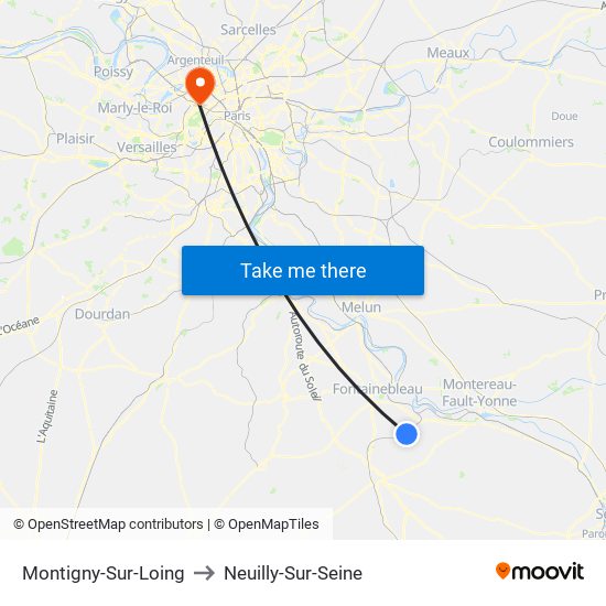 Montigny-Sur-Loing to Neuilly-Sur-Seine map
