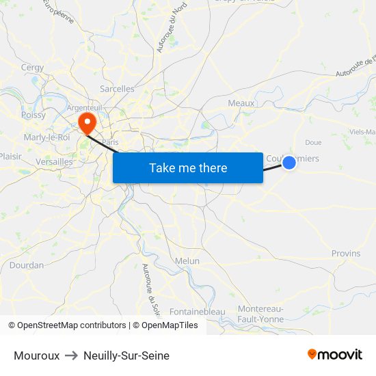 Mouroux to Neuilly-Sur-Seine map