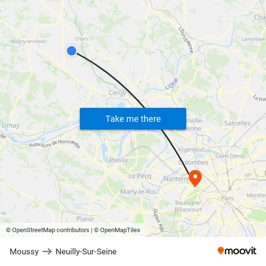 Moussy to Neuilly-Sur-Seine map