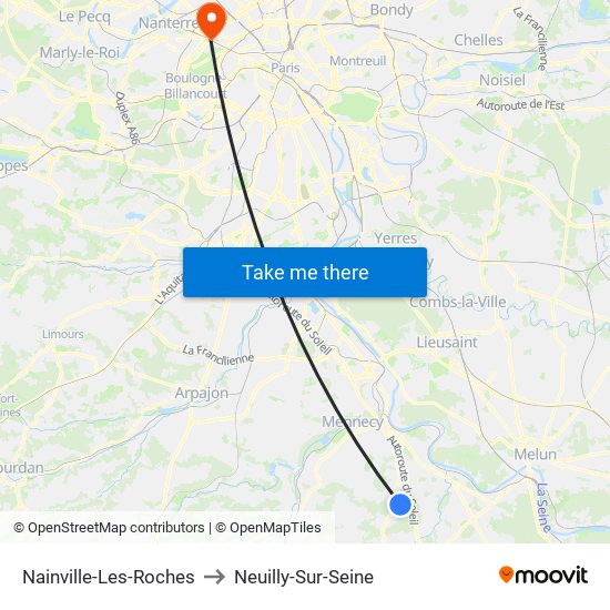 Nainville-Les-Roches to Neuilly-Sur-Seine map