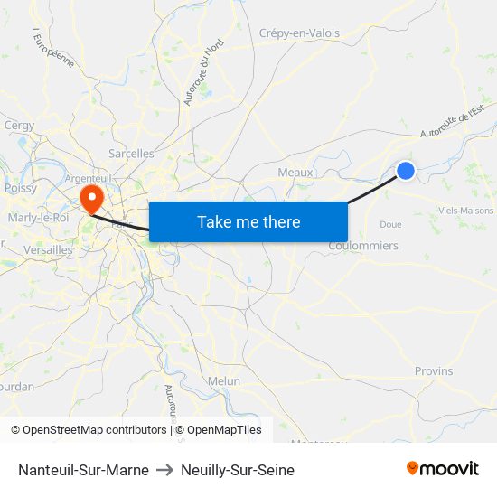 Nanteuil-Sur-Marne to Neuilly-Sur-Seine map