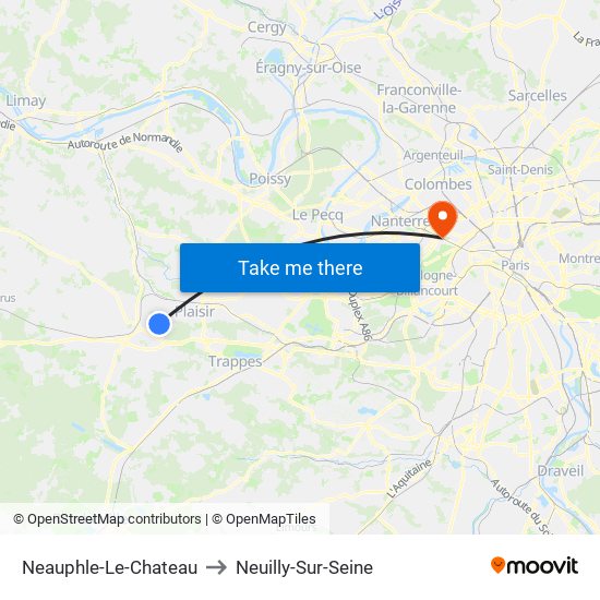 Neauphle-Le-Chateau to Neuilly-Sur-Seine map