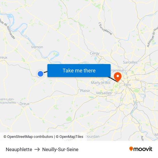 Neauphlette to Neuilly-Sur-Seine map