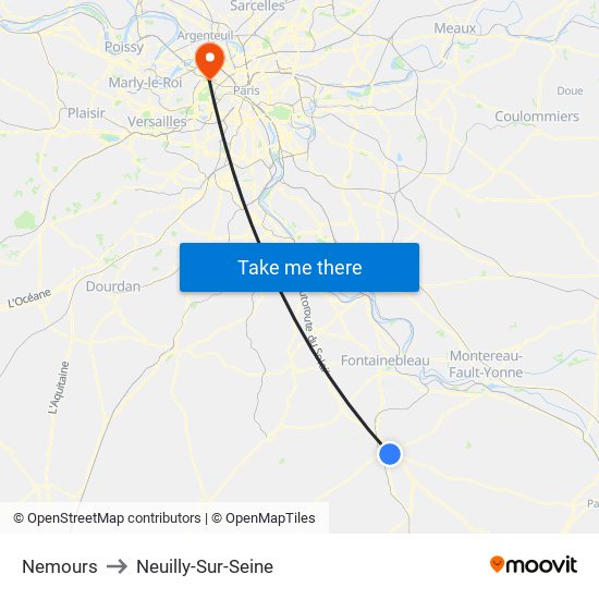 Nemours to Neuilly-Sur-Seine map