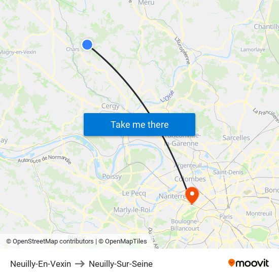 Neuilly-En-Vexin to Neuilly-Sur-Seine map